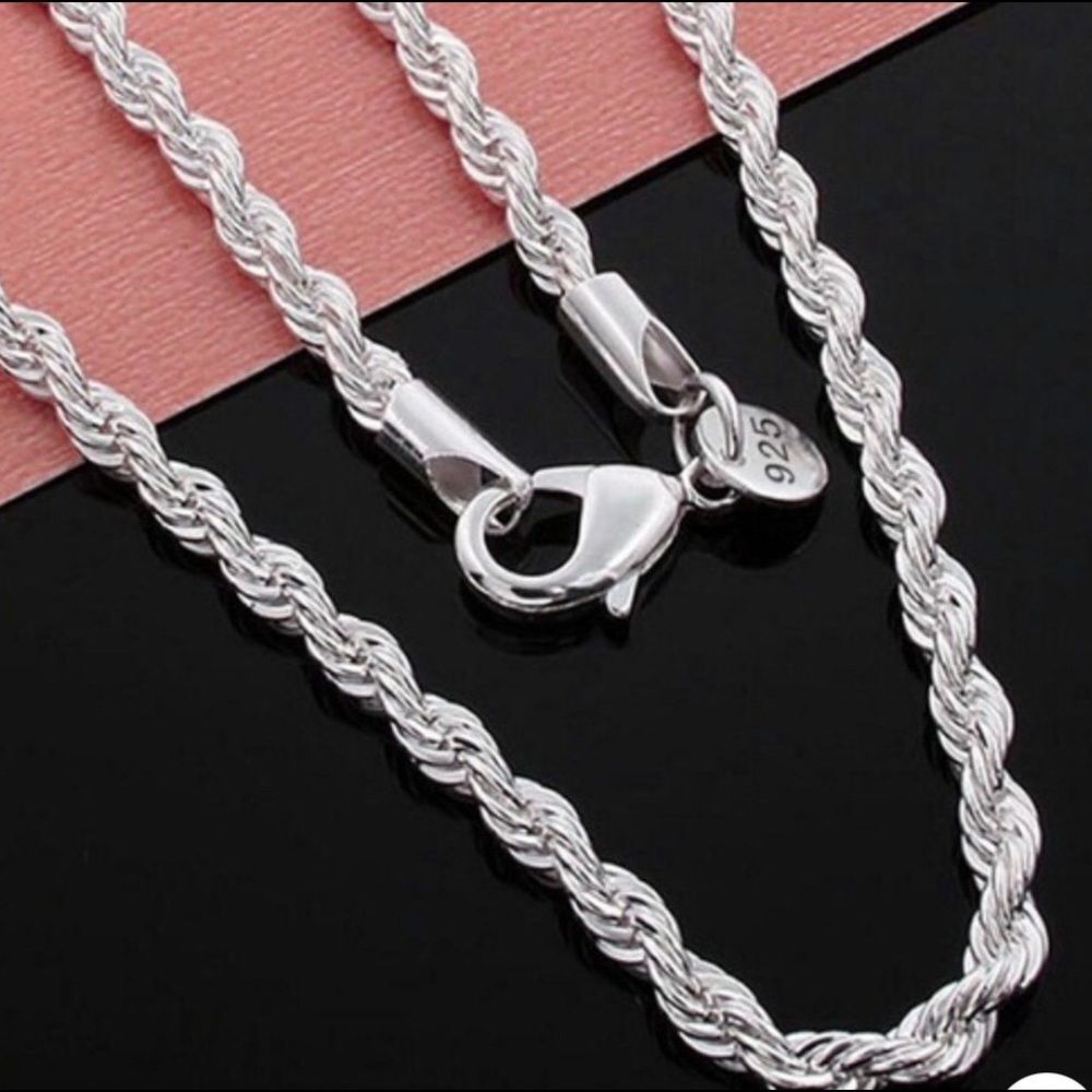 ✨ New 925 sterling silver rope chain 24 inches long 60 cm width ✨